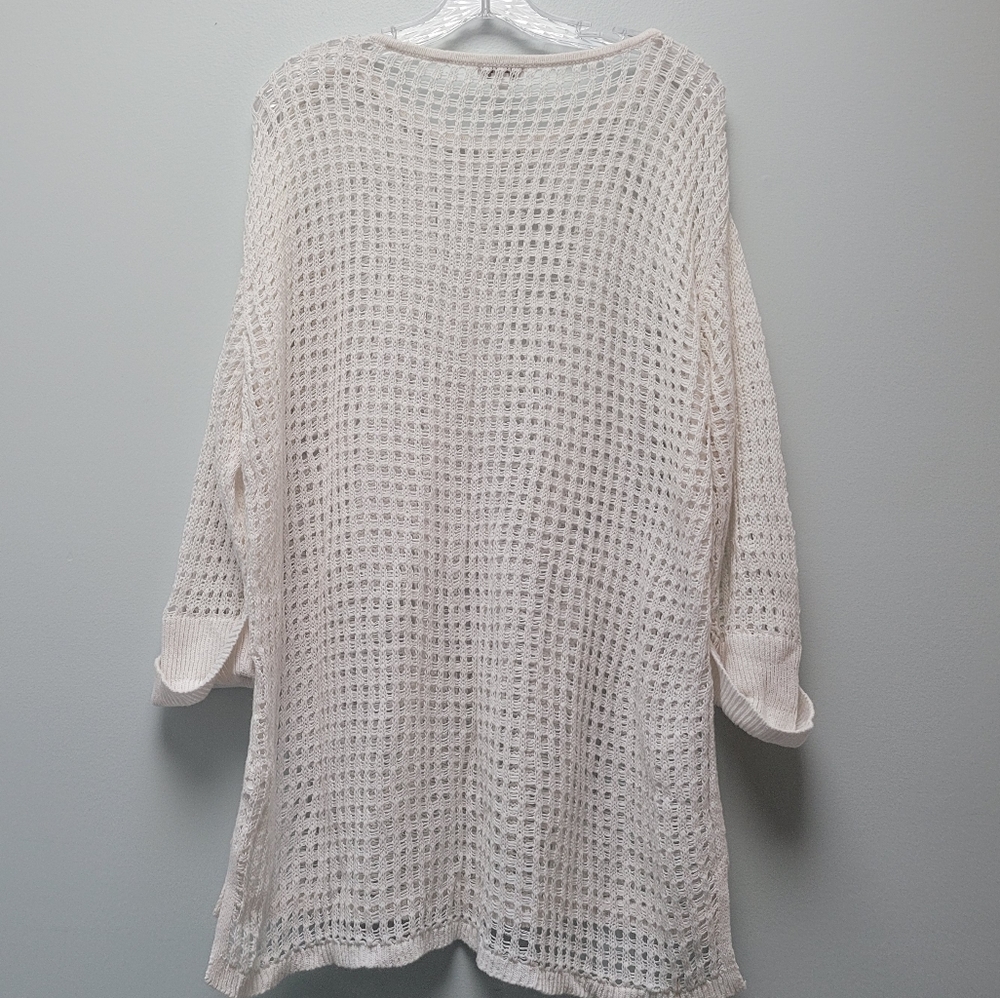 J.JILL | 3/4 SL FISHNET KNIT SWEATER, SZ L - Picture 3 of 12